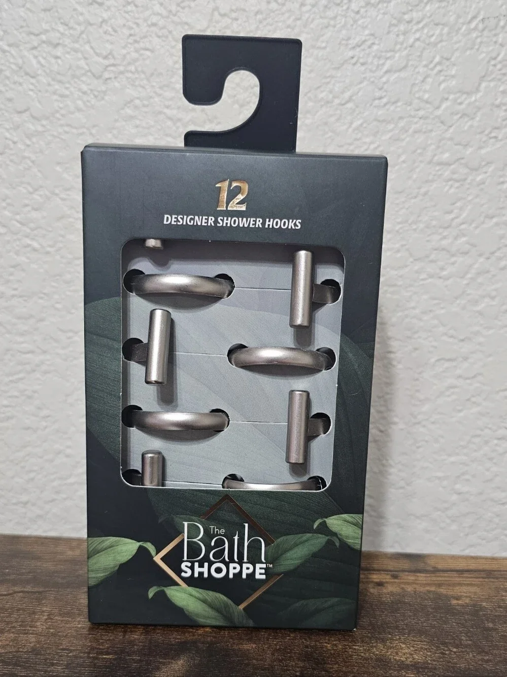 Brushed Nickel Designer Shower Hooks - 12 Pack